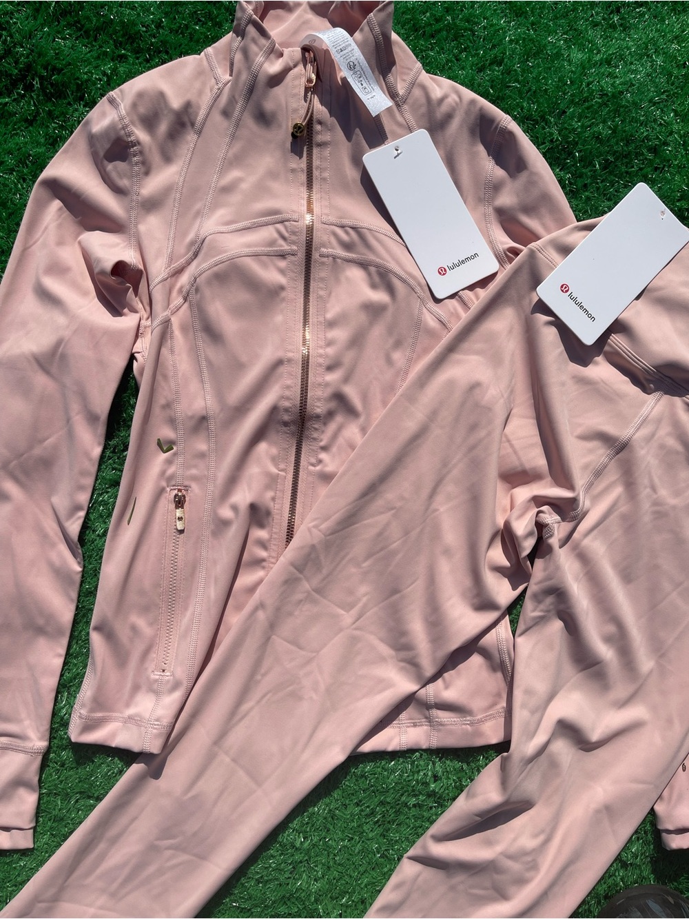 lululemon athletica Pale Blush Pink Jacket and Leggings Set